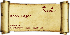 Kapp Lajos névjegykártya
